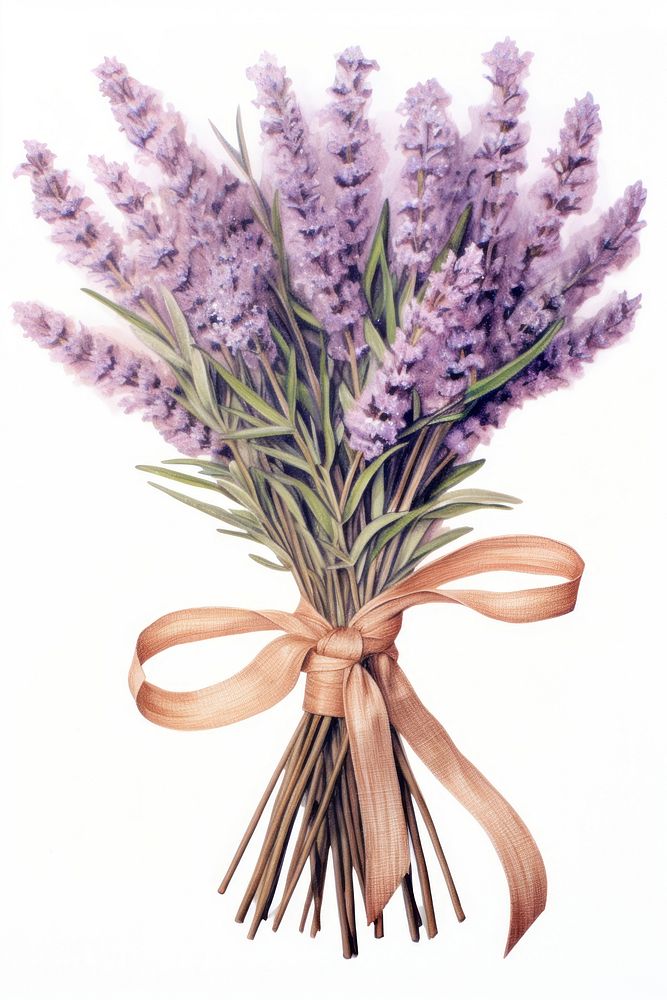 Lavender bouquet flower plant white background. AI generated Image by rawpixel.