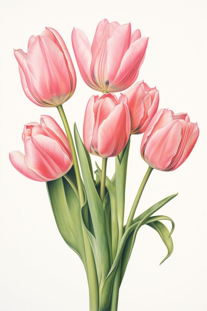 Pink tulip bouquet flower plant inflorescence. AI generated Image by rawpixel.