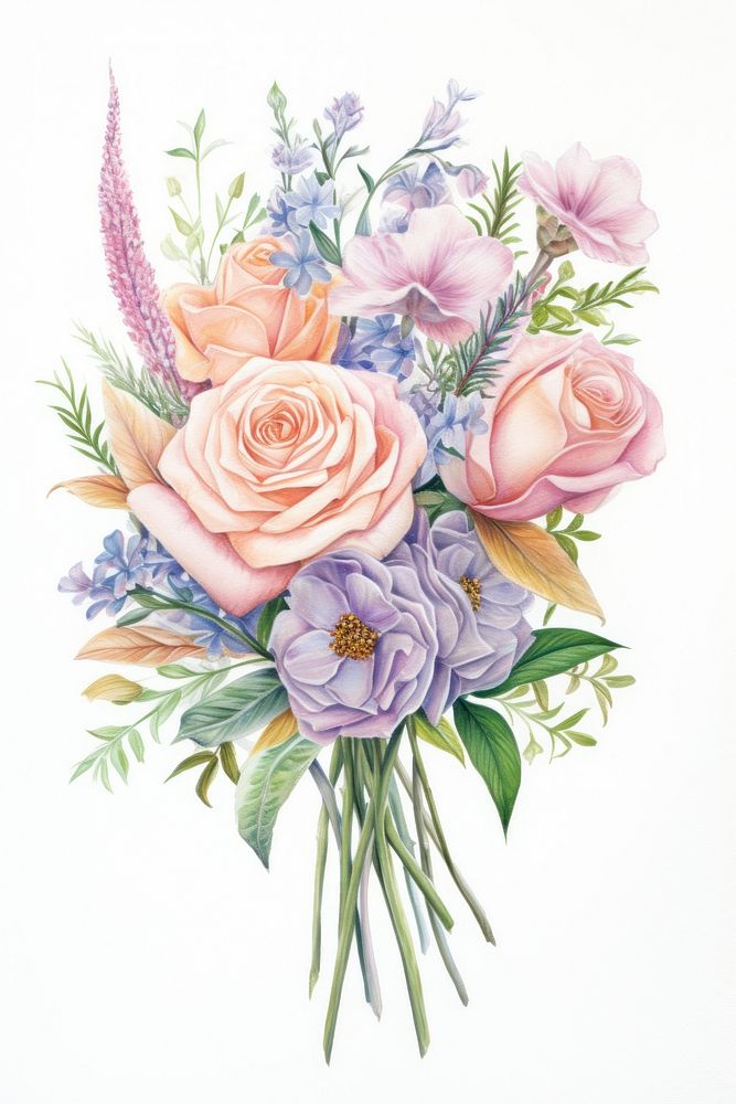 Wedding flower bouquet painting pattern plant. AI generated Image by rawpixel.