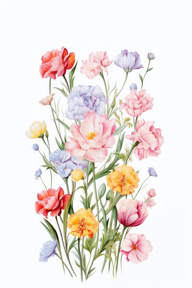 Bouquet of pastel tulips and carnations blossom pattern flower. AI generated Image by rawpixel.