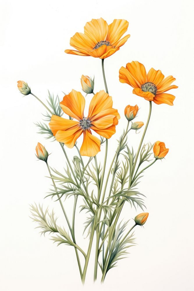 Bouquet of orange tone flowers plant petal herbs. AI generated Image by rawpixel.