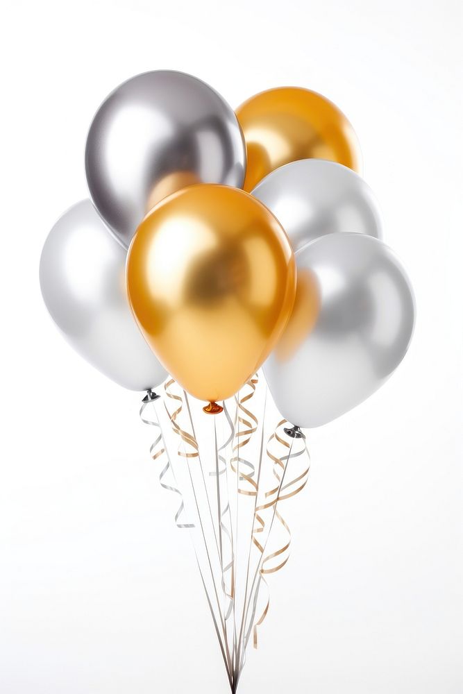 Birthday balloons silver white background celebration. AI generated Image by rawpixel.
