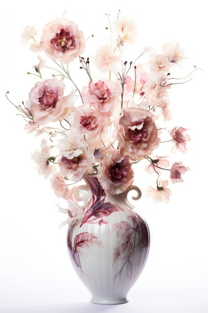 Floral vase porcelain blossom flower. AI generated Image by rawpixel.