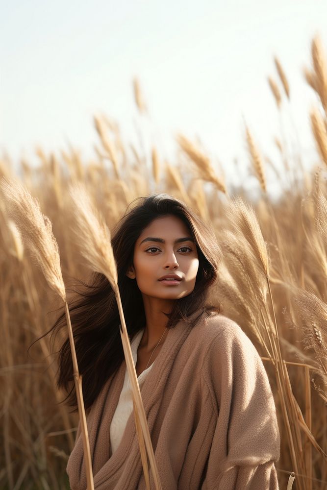 Autumn clothing portrait field grass. AI generated Image by rawpixel.