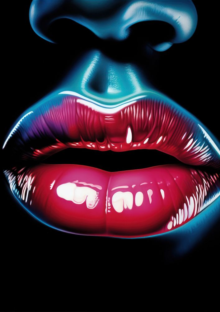 Lip mouth black background astronomy lipstick. AI generated Image by rawpixel.