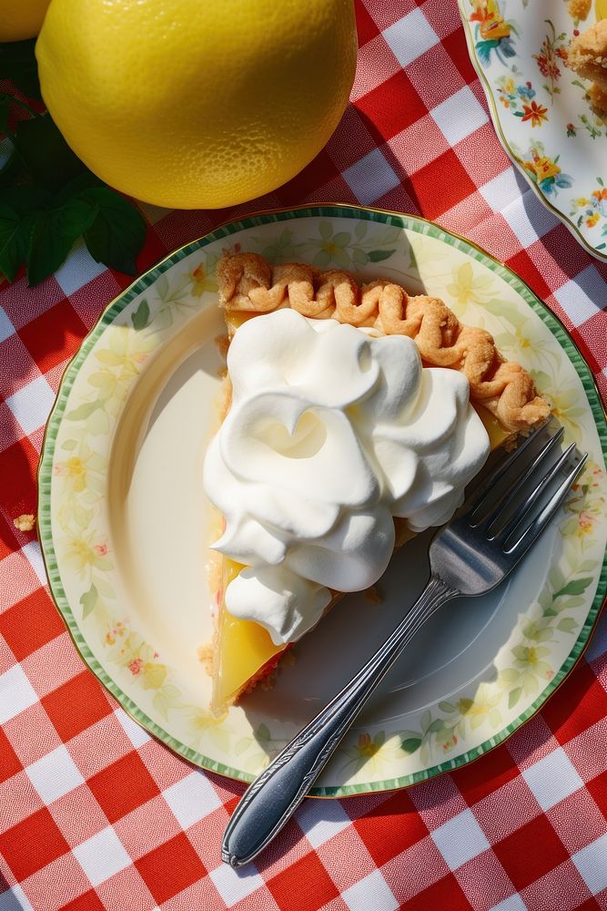 Lemon pie dessert fruit plate. 