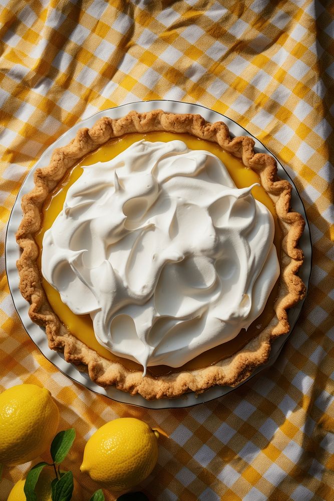Lemon pie dessert fruit table. AI generated Image by rawpixel.