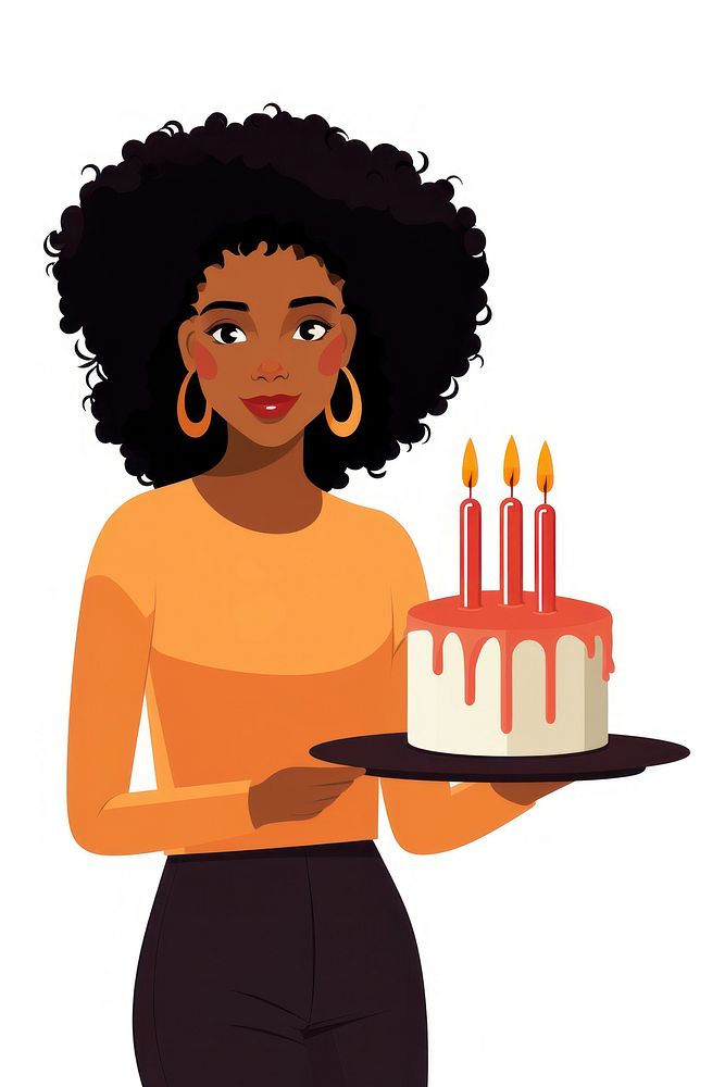 Black woman birthday dessert cartoon. AI generated Image by rawpixel.