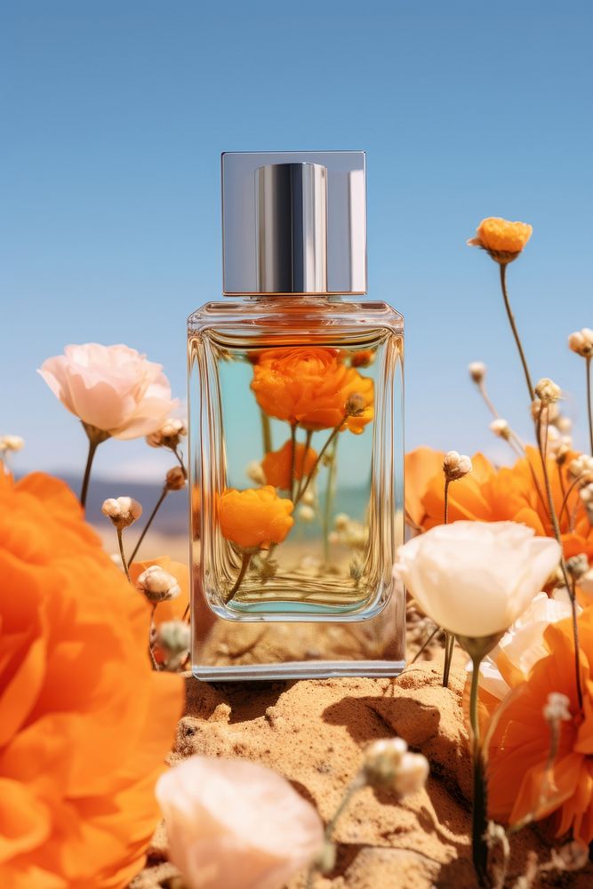 Purfume bottle flower cosmetics perfume. 