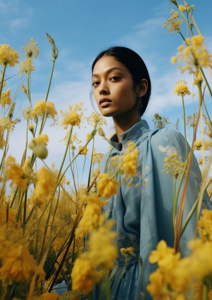 Thai woman flower outdoors portrait. AI generated Image by rawpixel.