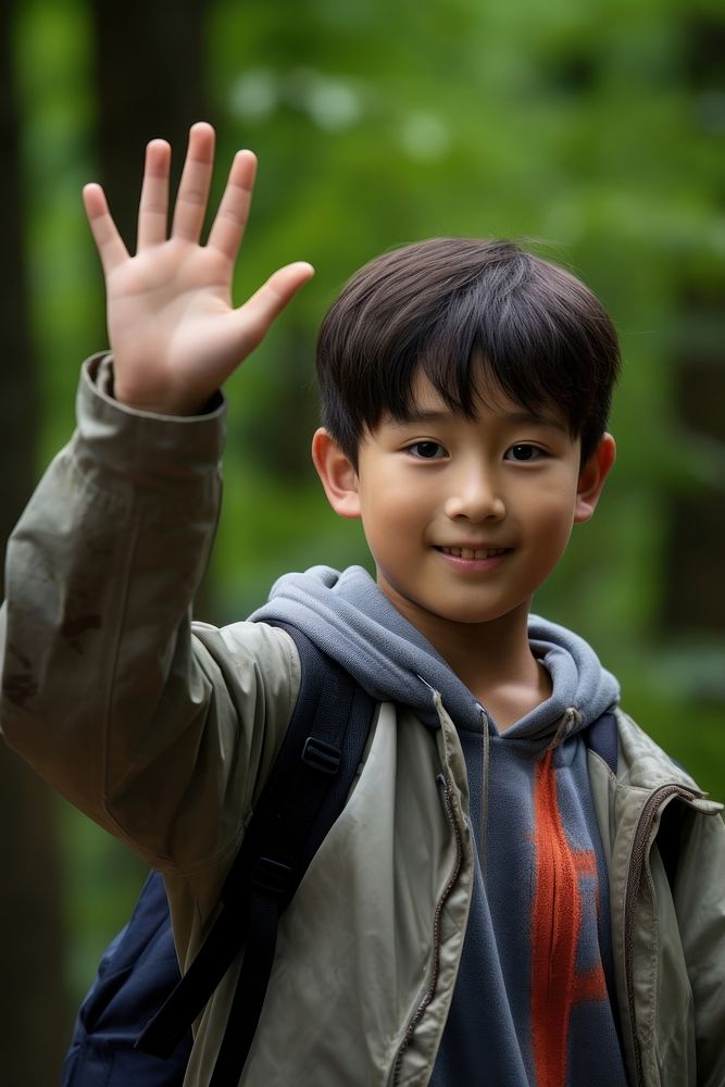 Asian young kid standing portrait child. 