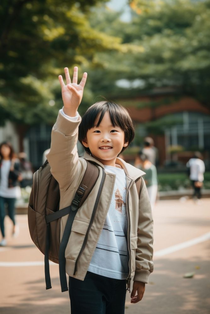 Asian young kid standing student adult. AI generated Image by rawpixel.