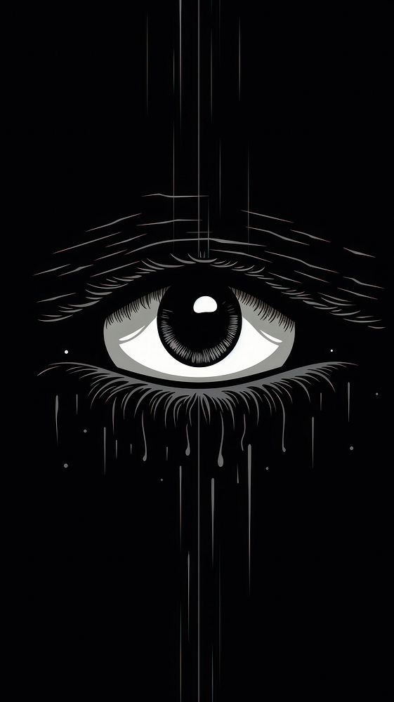 Eye illustration black white line. 