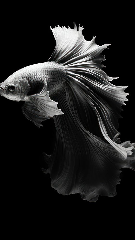 Monochrome betta fish animal black underwater. AI generated Image by rawpixel.