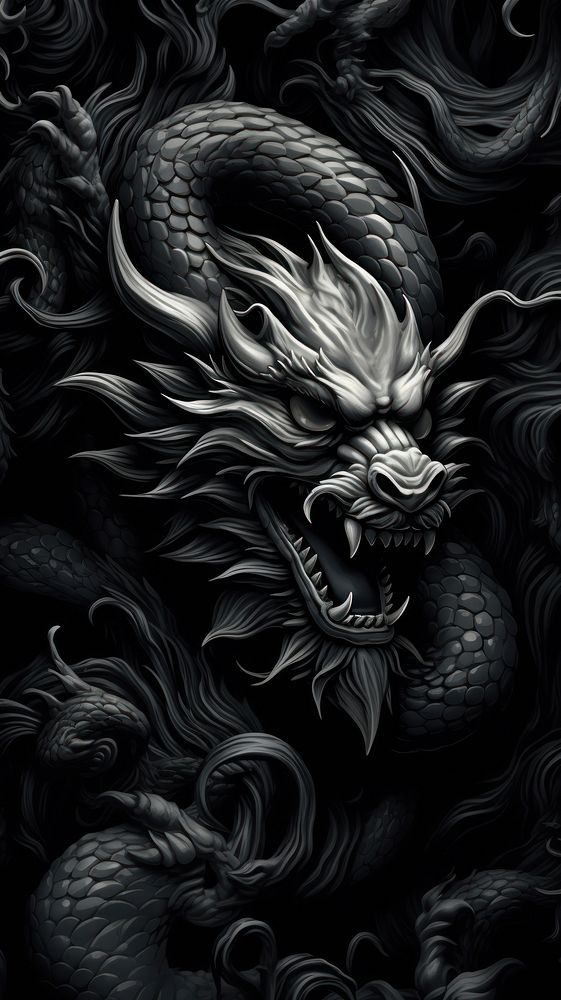 Monochrome chinese dragon black backgrounds creativity. 