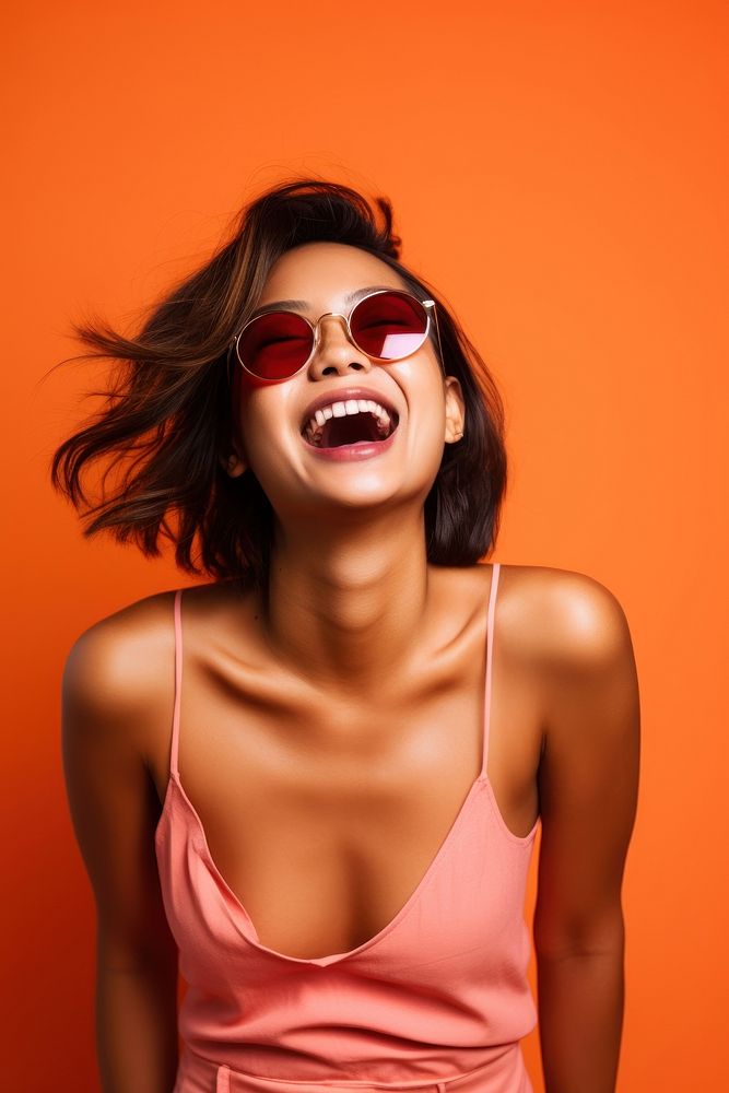 Laos woman sunglasses laughing adult. AI generated Image by rawpixel.