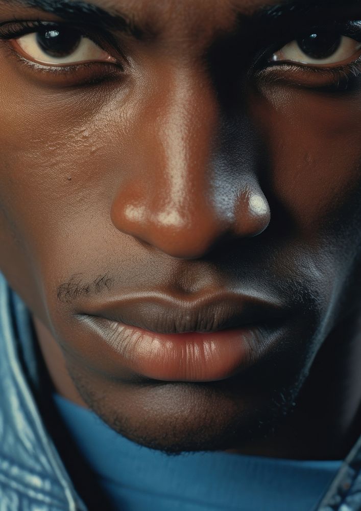 Black young man adult skin chin. AI generated Image by rawpixel.