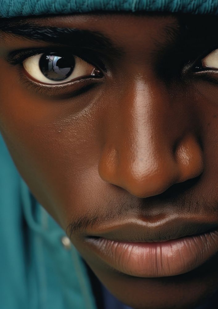 Black young man skin eye portrait. AI generated Image by rawpixel.