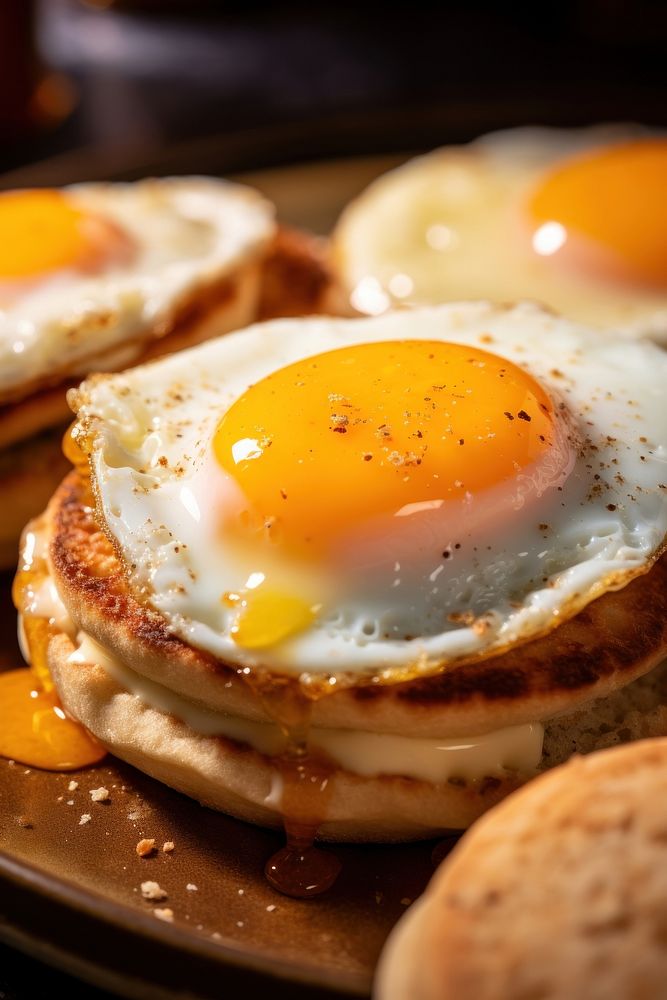 English muffin egg bread food. AI generated Image by rawpixel.