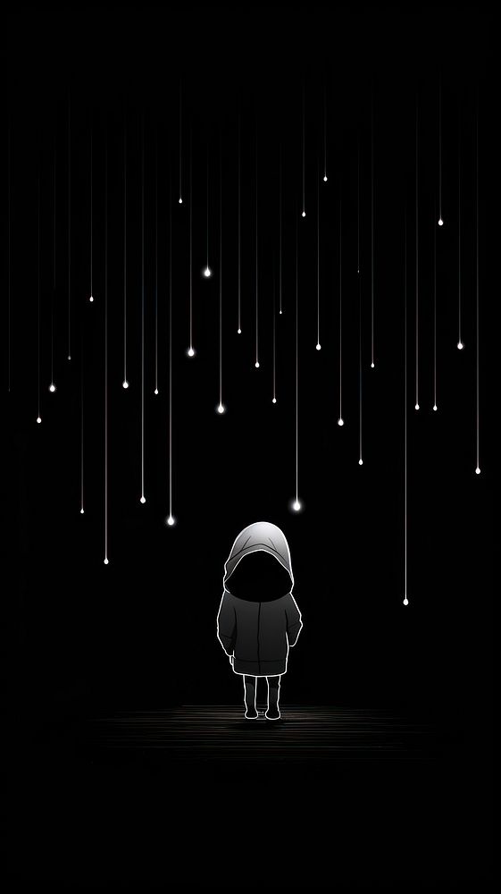 Small illustration white lineart light night black. AI generated Image by rawpixel.