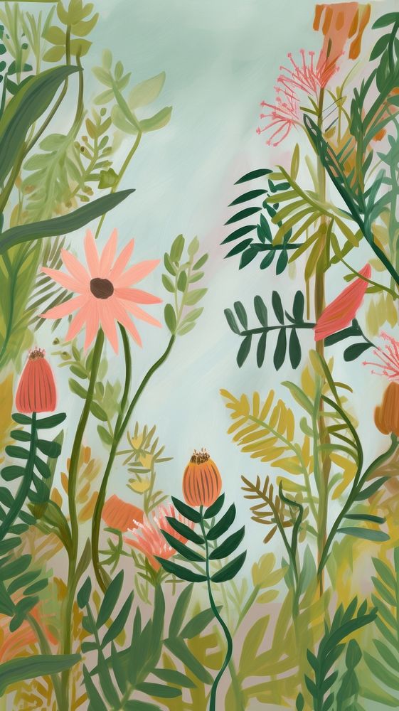 Flower frame painting pattern plant. AI generated Image by rawpixel.