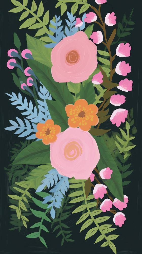 Flower frame painting pattern plant. AI generated Image by rawpixel.