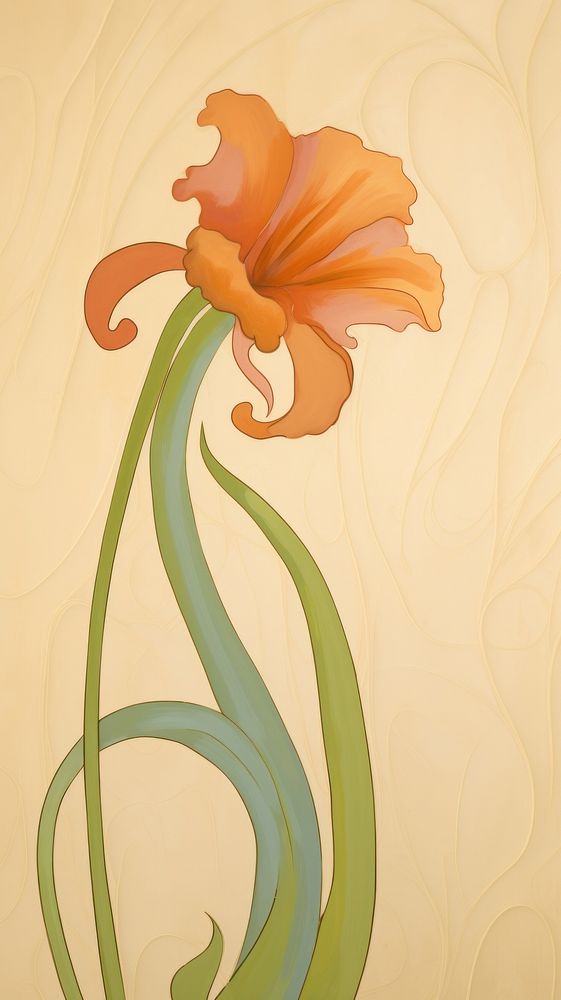 Flower art wallpaper painting. AI generated Image by rawpixel.