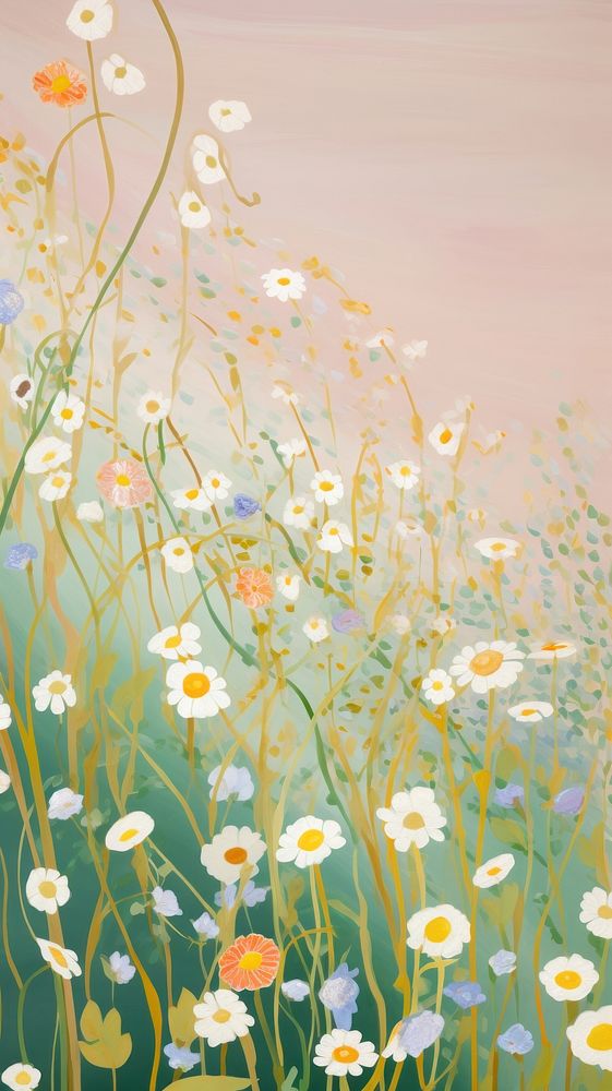 Flowers field outdoors painting pattern. AI generated Image by rawpixel.