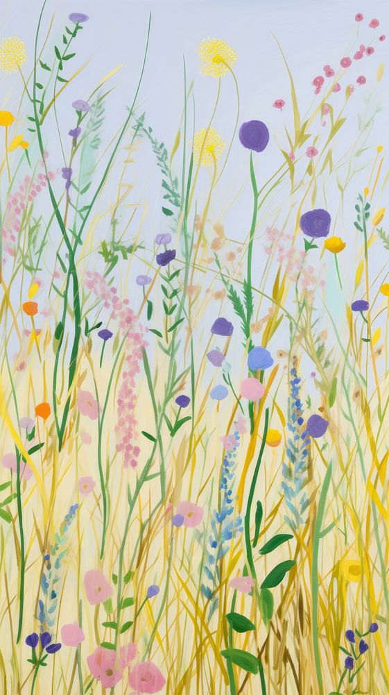 Flowers field art outdoors painting. 