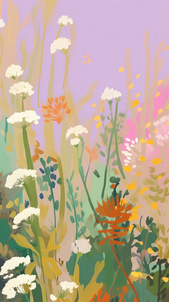 Flowers field outdoors painting pattern. 