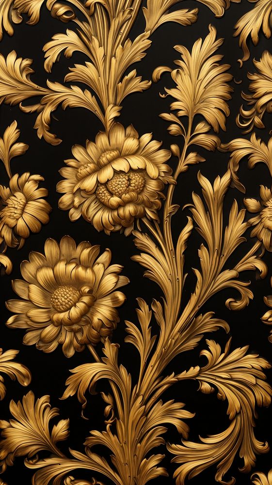 Gold pattern wallpaper black art backgrounds. AI generated Image by rawpixel.