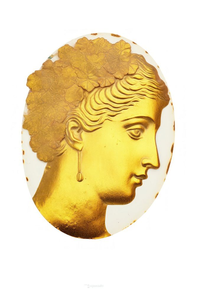 Greek woman gold art white background. AI generated Image by rawpixel.