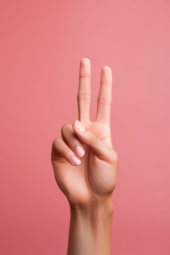 Hand doing peace sign pose finger fingernail gesturing. AI generated Image by rawpixel.