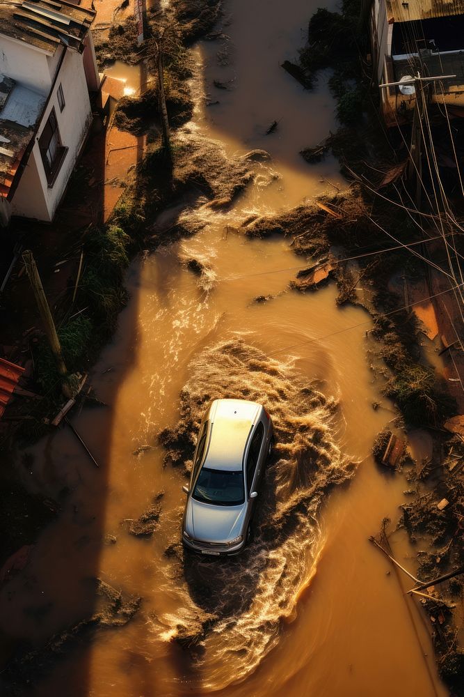 Flood car outdoors vehicle. AI generated Image by rawpixel.