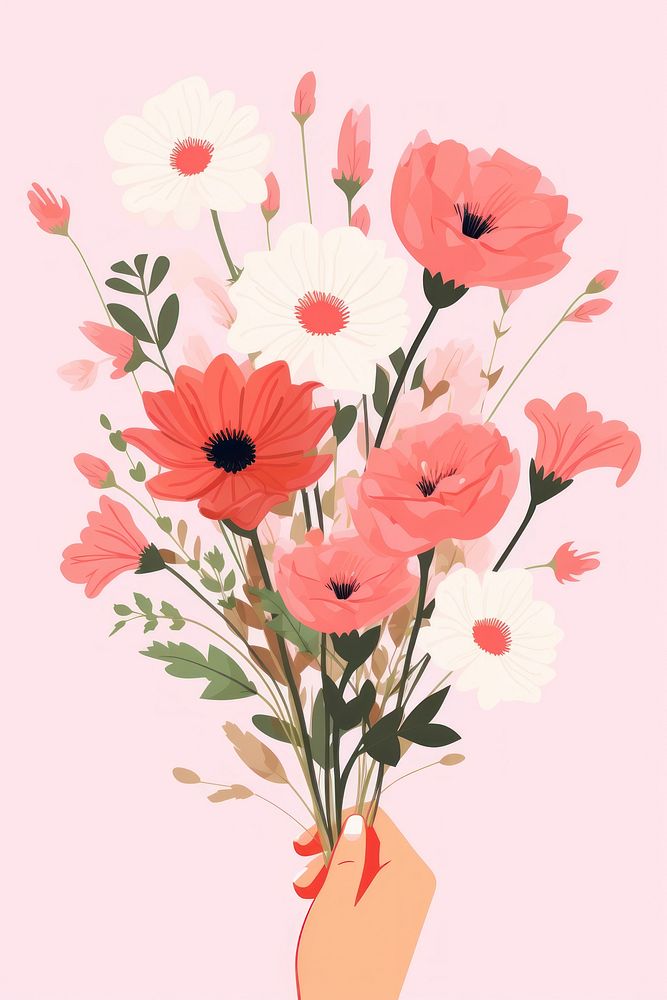 Hand holding flowers petal plant art. AI generated Image by rawpixel.