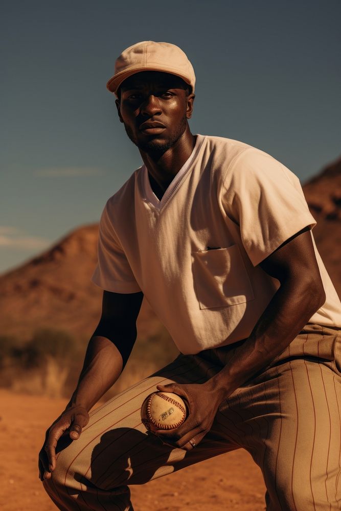 African man baseball sports athlete. AI generated Image by rawpixel.