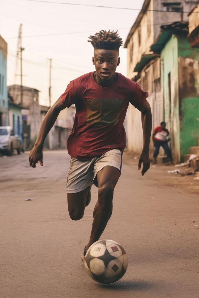 Young African football sports street. AI generated Image by rawpixel.
