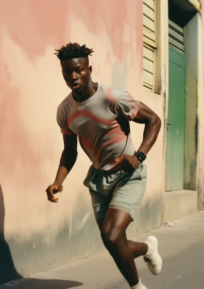 Young African running footwear sports. AI generated Image by rawpixel.