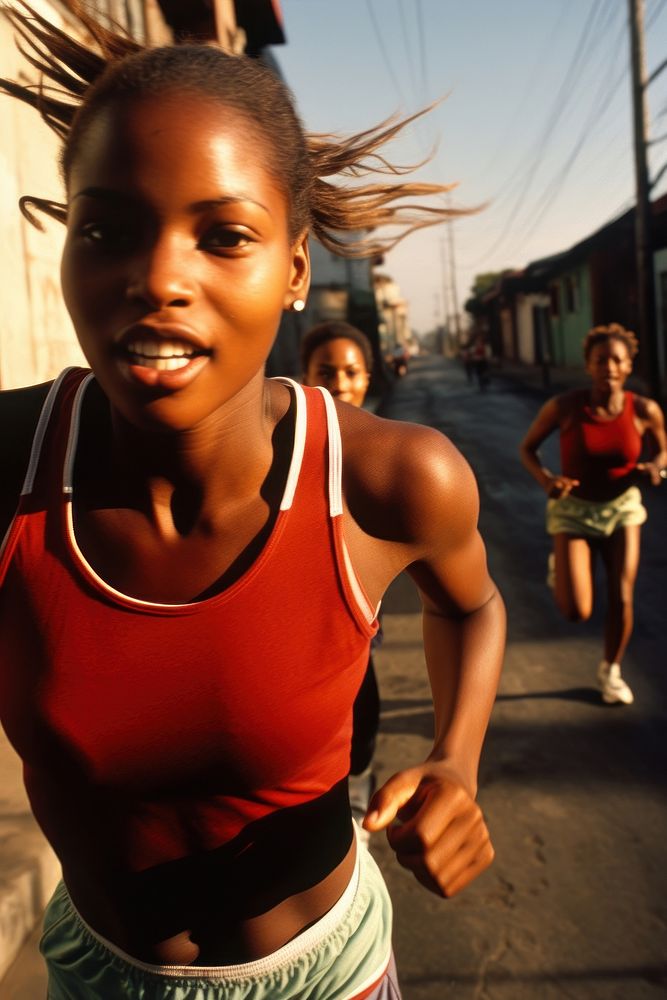 Young women African running portrait sports. AI generated Image by rawpixel.