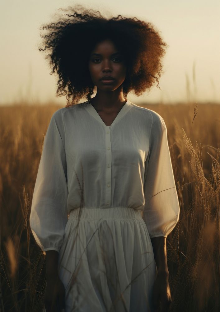 Black woman with minimal white shirt portrait standing fashion. AI generated Image by rawpixel.