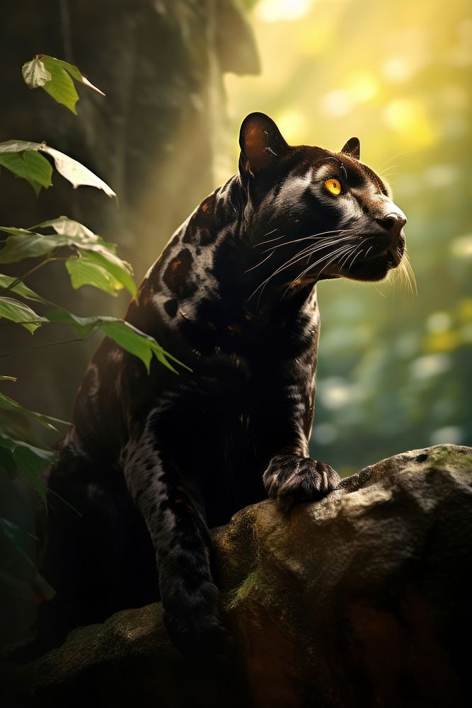 Panther wildlife animal mammal. AI generated Image by rawpixel.