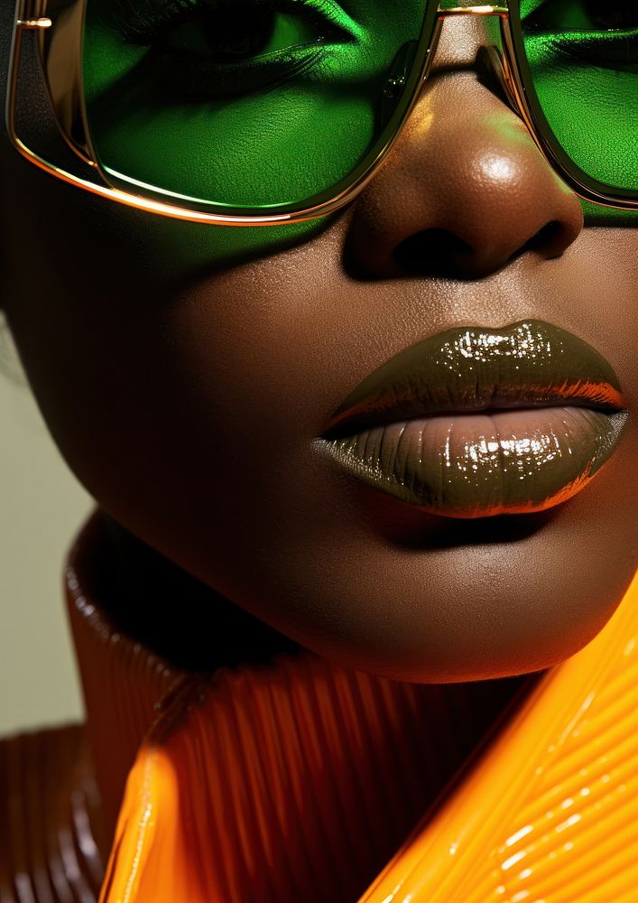 Black woman wear fashionable green sunglasses adult accessories accessory. AI generated Image by rawpixel.