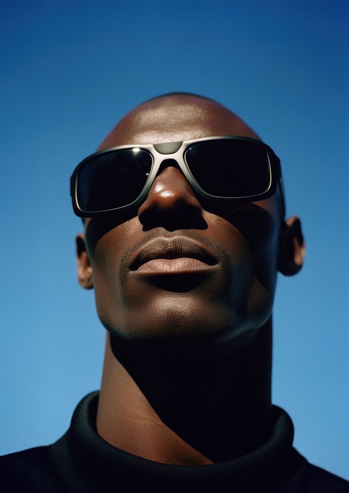 Black man wear fashionable black sunglasses portrait adult photo. AI generated Image by rawpixel.