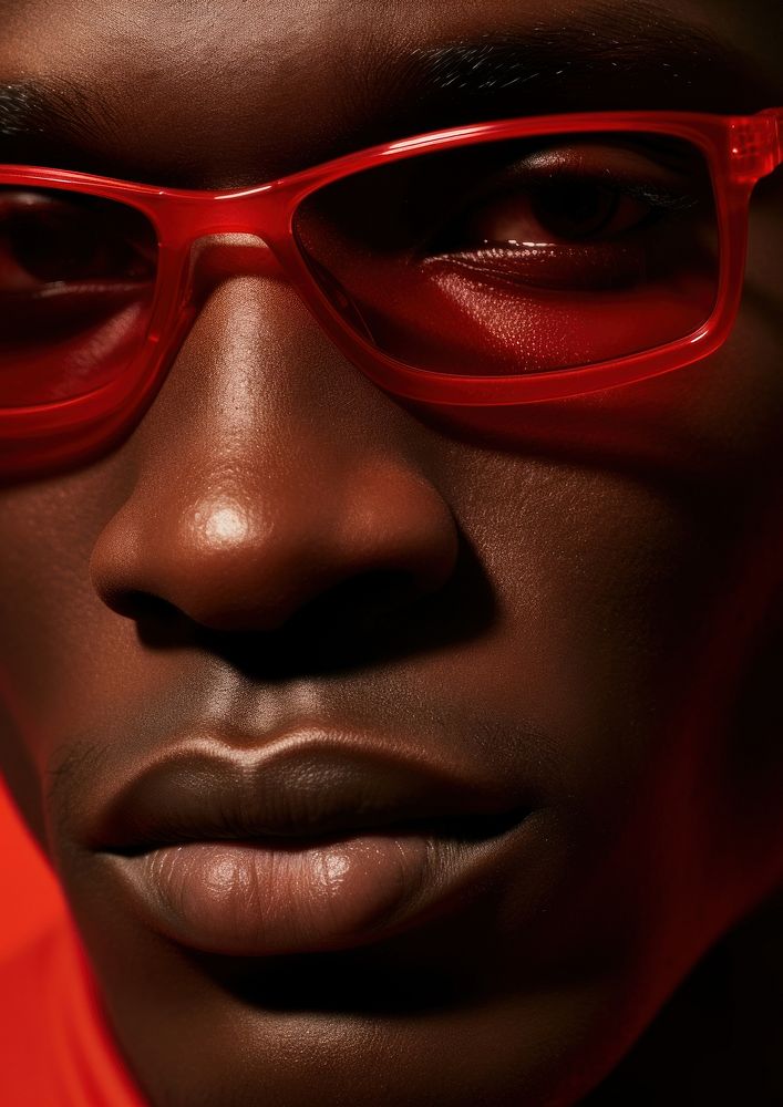 Black man wear fashionable red sunglasses portrait photo accessories. AI generated Image by rawpixel.
