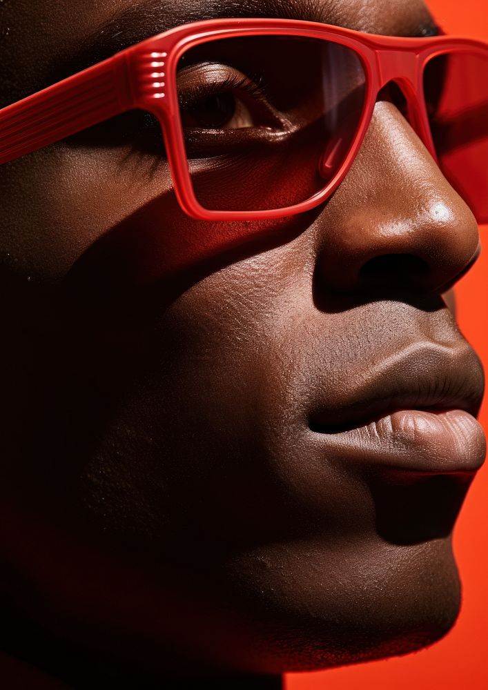 Black man wear fashionable red sunglasses accessories protection accessory. AI generated Image by rawpixel.