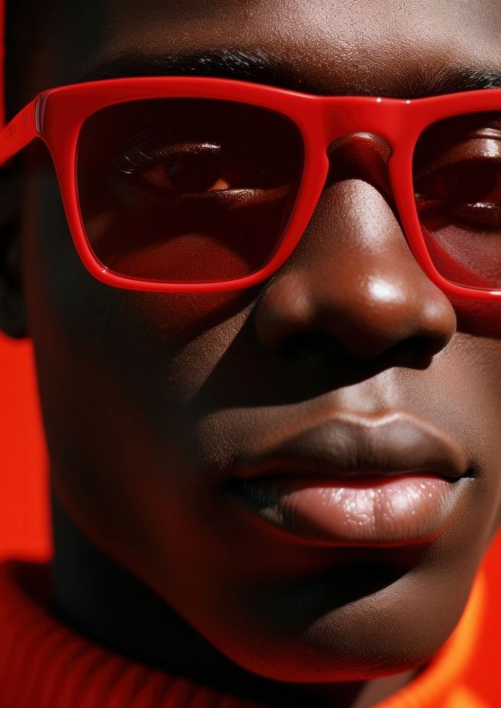 Black man wear fashionable red sunglasses accessories accessory portrait. AI generated Image by rawpixel.