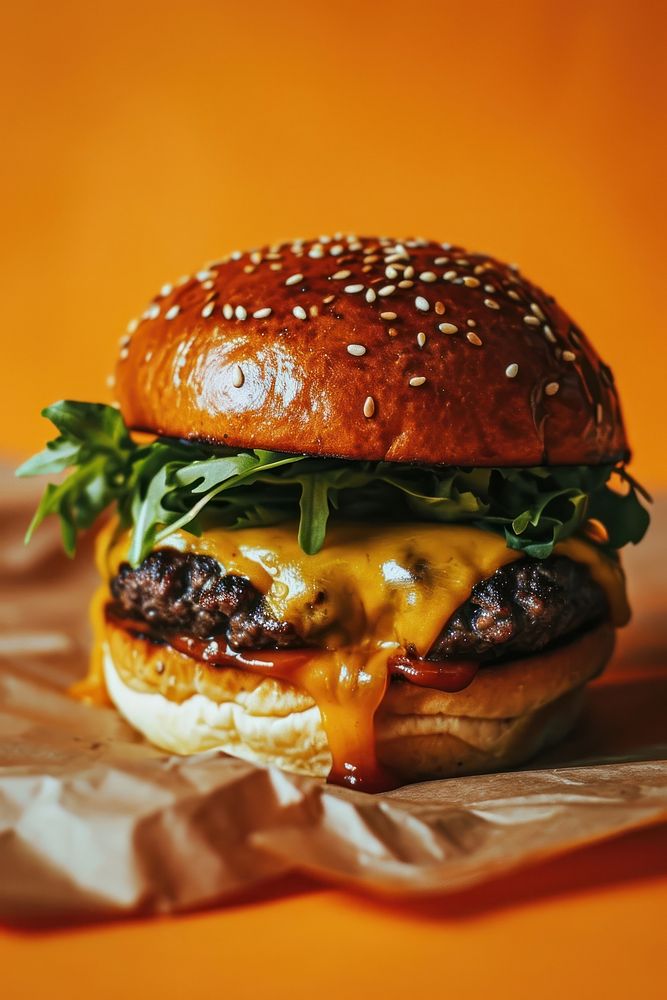 Burger cheese food hamburger. AI generated Image by rawpixel.