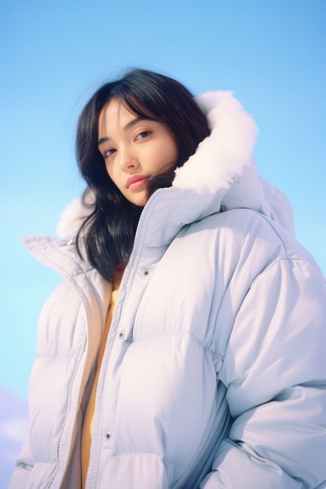 Singaporean woman jacket portrait winter. AI generated Image by rawpixel.