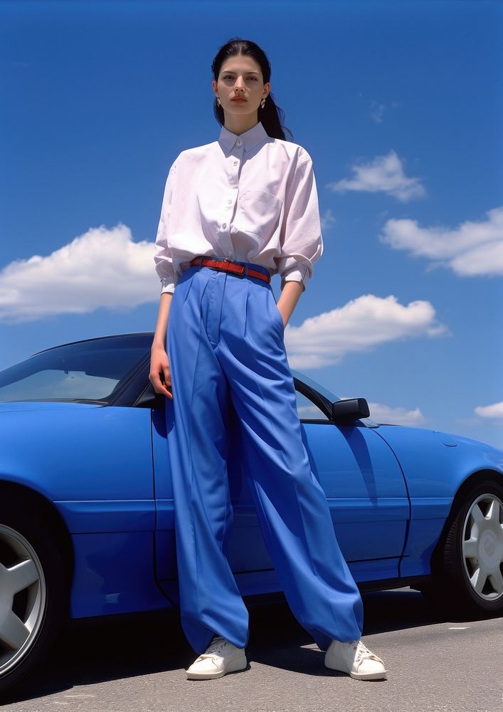 Laos woman standing blue car. AI generated Image by rawpixel.