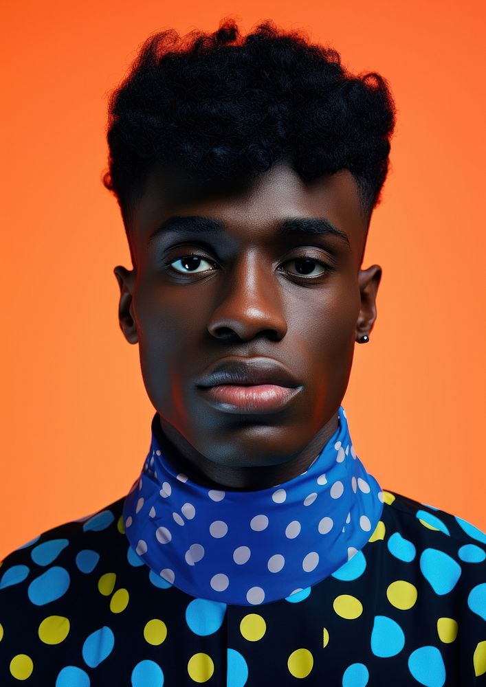 Black young man portrait photography blue. AI generated Image by rawpixel.
